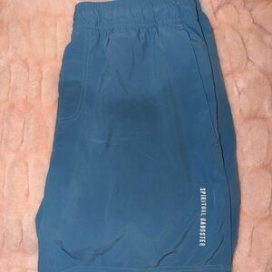 Spiritual Gangster Men's Blue Athletic Shorts